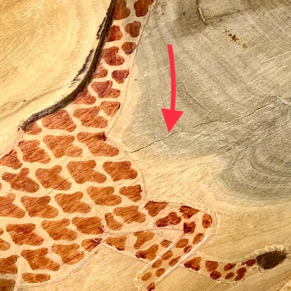 African Handcarved/Handpainted Wooden Oval Bowls (Set of 2) Giraffe/Ethnic - Picture 8 of 9